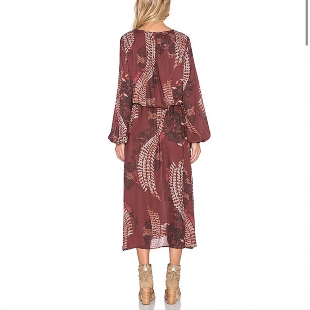 Free People Out of the Woods Maxi Dress in Scarlet Combo Size XS Bohemian Autumn - Picture 2 of 8